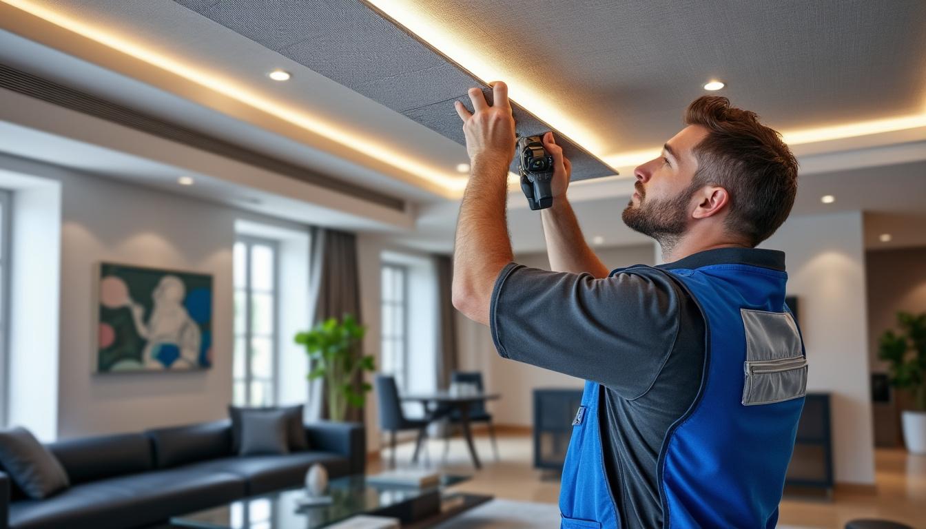 faites installer un faux plafond sur mesure partout en france. solutions esthétiques et performantes, adaptées à vos besoins. recevez un devis personnalisé rapidement.